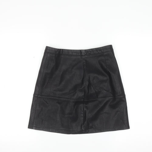 New Look Women Black Faux Leather Short Pencil Skirt Size 8