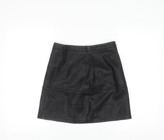 New Look Women Black Faux Leather Short Pencil Skirt Size 8