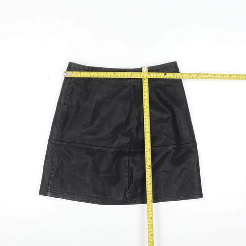 New Look Women Black Faux Leather Short Pencil Skirt Size 8
