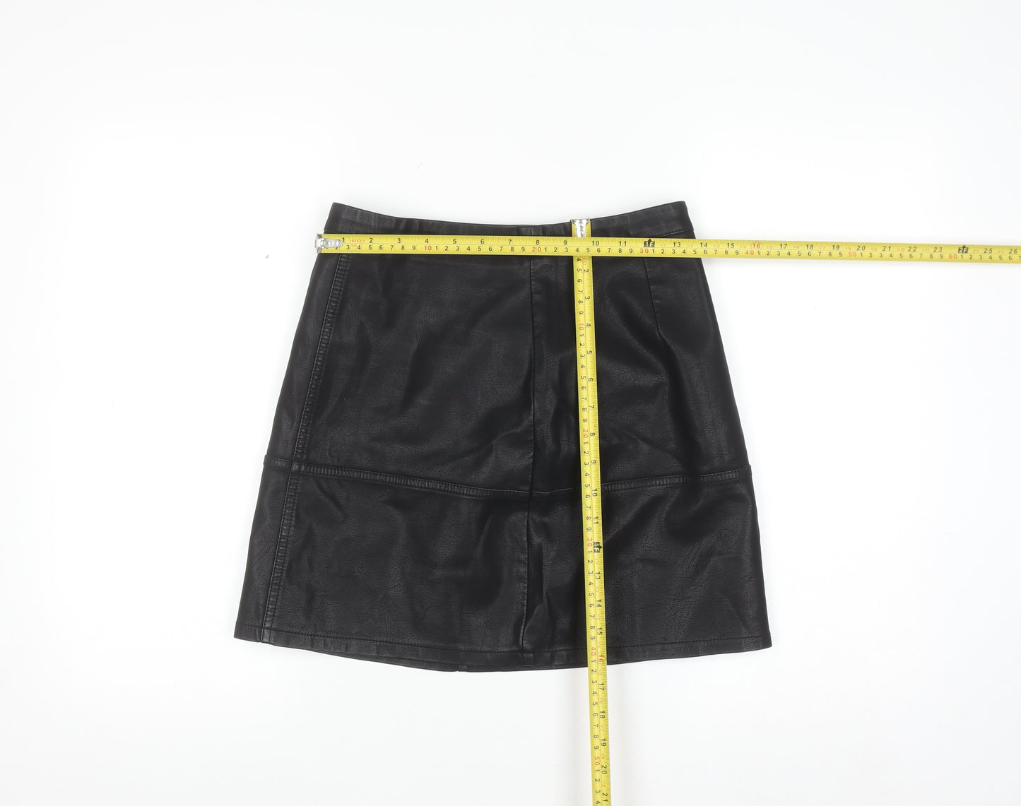 New Look Women Black Faux Leather Short Pencil Skirt Size 8