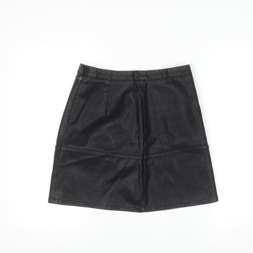 New Look Women Black Faux Leather Short Pencil Skirt Size 8