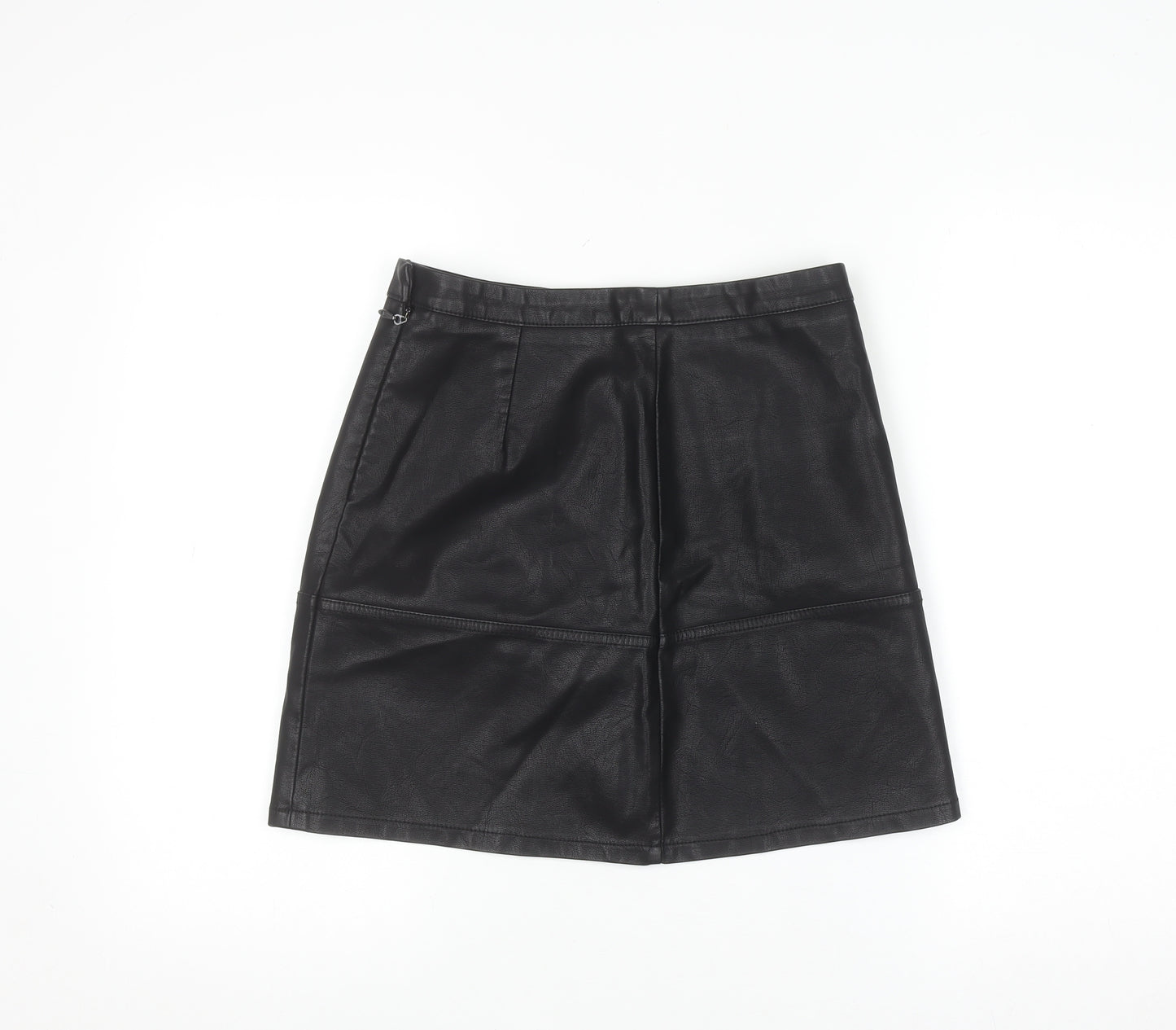New Look Women Black Faux Leather Short Pencil Skirt Size 8
