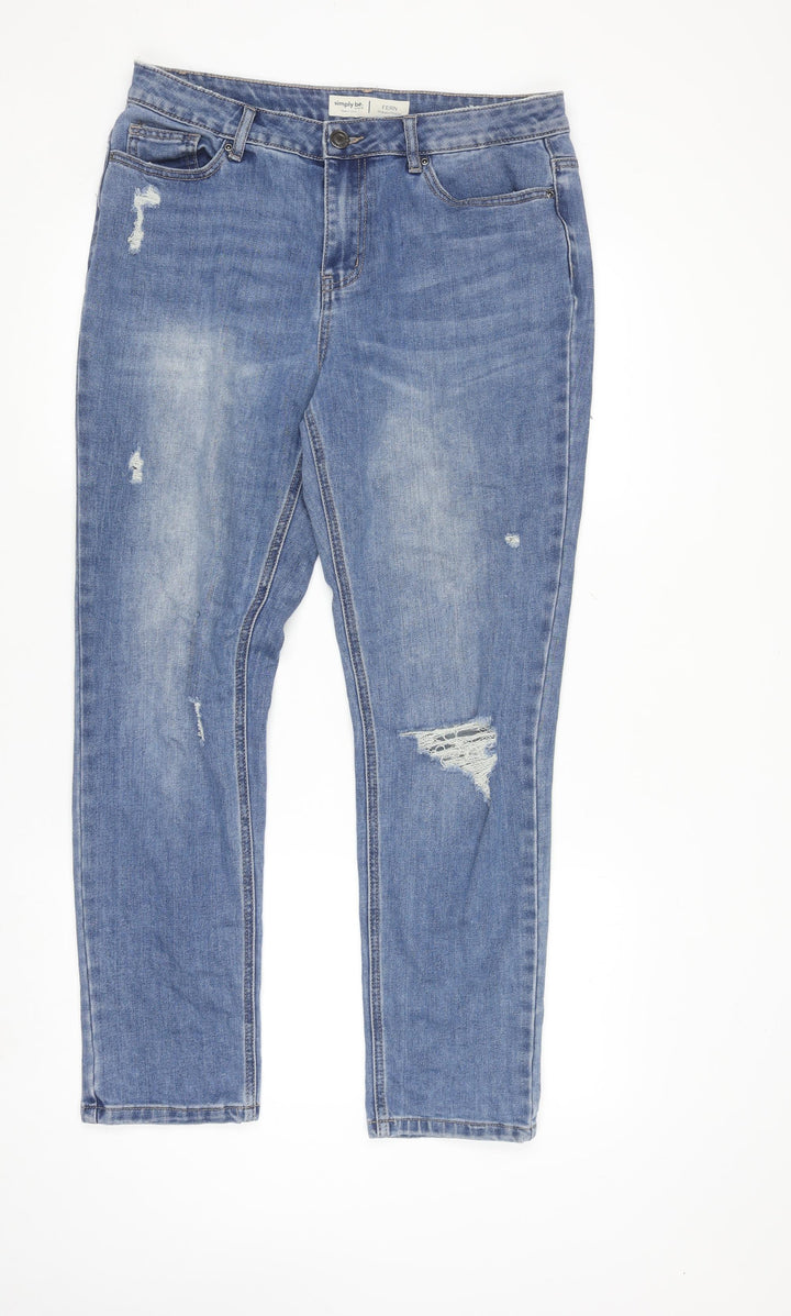 Simply Be Women Blue Size 14 Slim Boyfriend Distressed Jeans