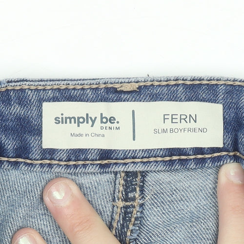 Simply Be Women Blue Size 14 Slim Boyfriend Distressed Jeans
