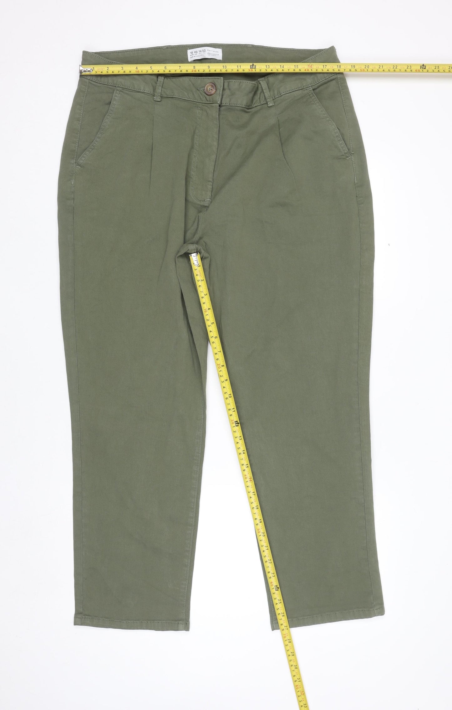 Primark Women’s Green Straight Denim Jeans Size 18 Regular Fit