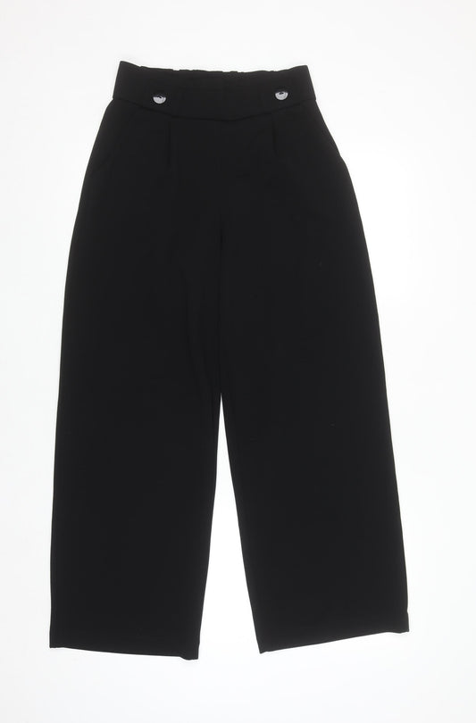 JDY Women's Black Cropped Wide-Leg Trousers Size M