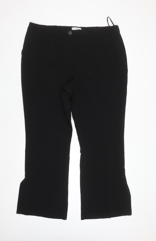 Gallery Womens Black UK 20 Straight Dress Pants Workwear