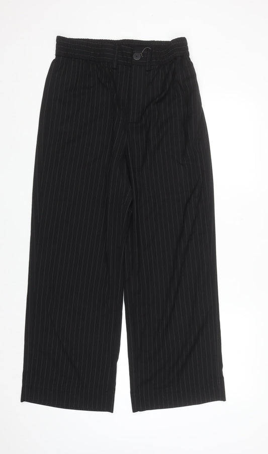 Gallery Women's Black Pinstripe Wide-Leg Trousers Size 12