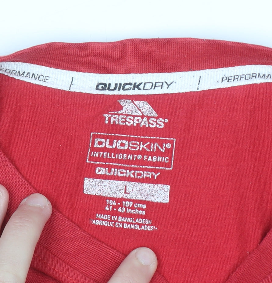 Trespass Men's Red Quick Dry Outdoor Graphic T-Shirt Size L