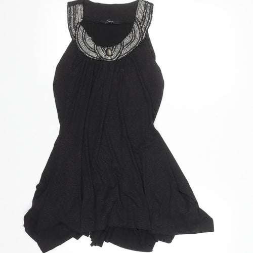 Dunnes Women’s Black Beaded A-Line Sleeveless Party Dress Size 10