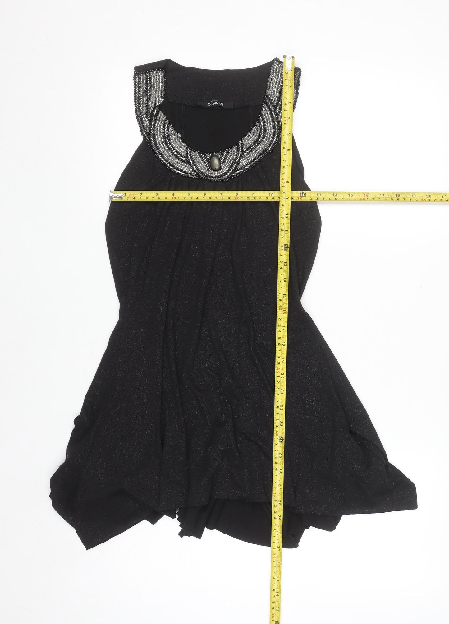 Dunnes Women’s Black Beaded A-Line Sleeveless Party Dress Size 10