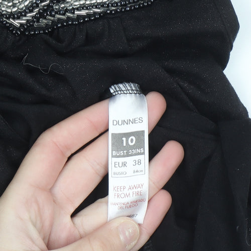 Dunnes Women’s Black Beaded A-Line Sleeveless Party Dress Size 10