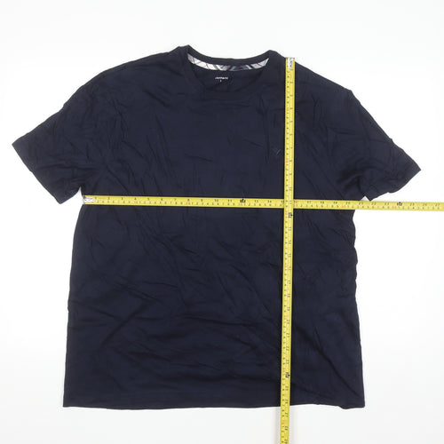 JEFF&CO Men's Blue Cotton Crew Neck Short Sleeve T-Shirt L