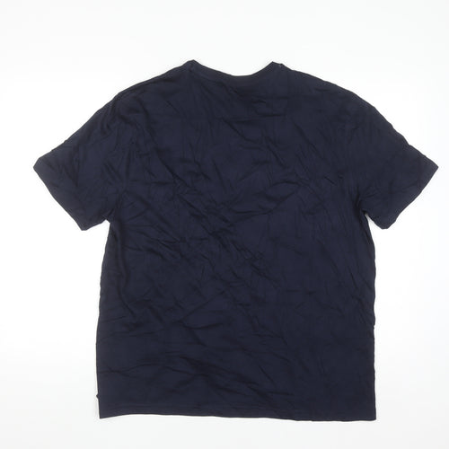 JEFF&CO Men's Blue Cotton Crew Neck Short Sleeve T-Shirt L