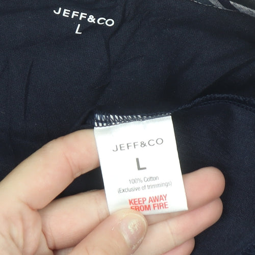 JEFF&CO Men's Blue Cotton Crew Neck Short Sleeve T-Shirt L