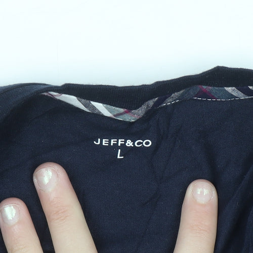 JEFF&CO Men's Blue Cotton Crew Neck Short Sleeve T-Shirt L