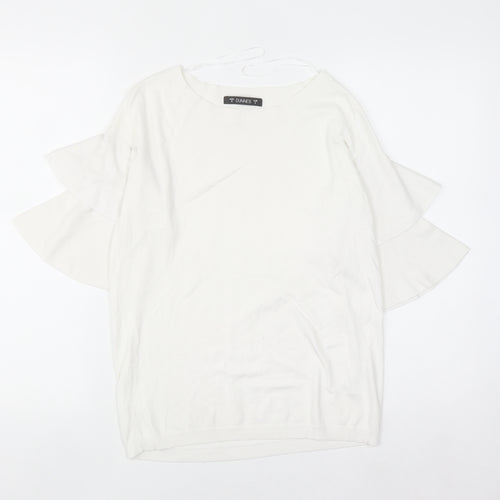 Dunnes Women's White Short Flared Sleeve Knit Jumper Size S
