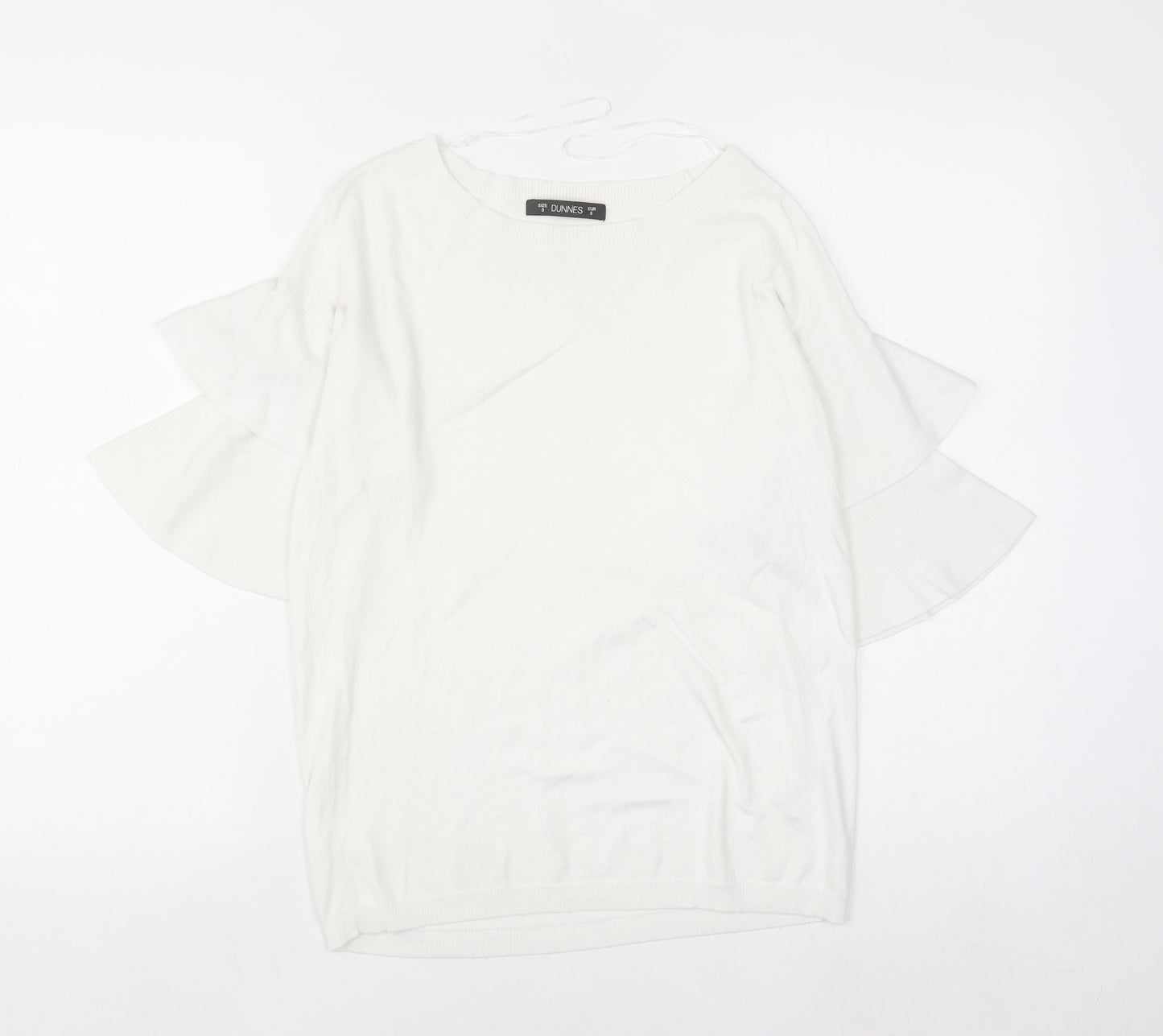 Dunnes Women's White Short Flared Sleeve Knit Jumper Size S