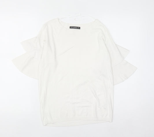 Dunnes Women's White Short Flared Sleeve Knit Jumper Size S