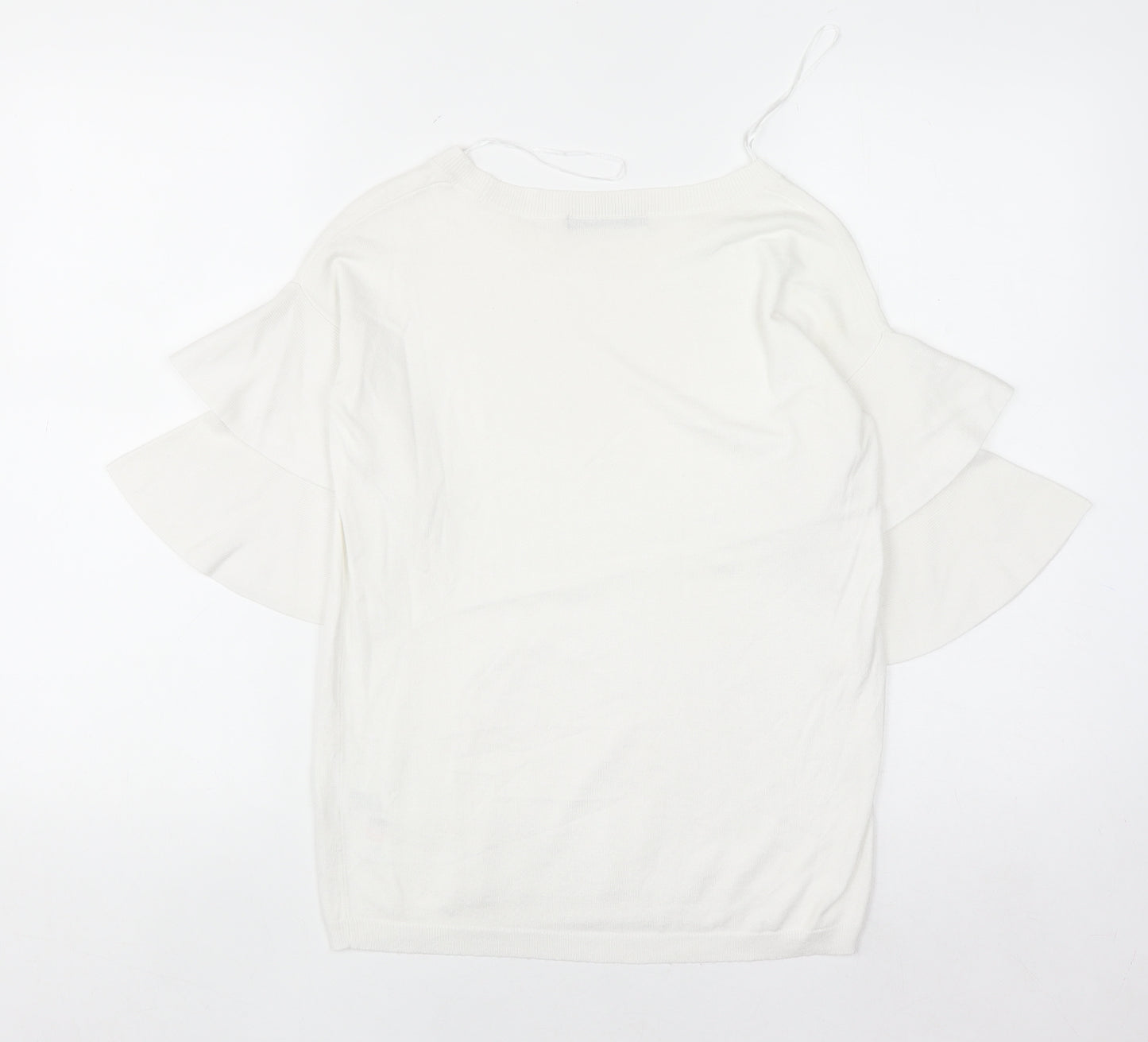Dunnes Women's White Short Flared Sleeve Knit Jumper Size S