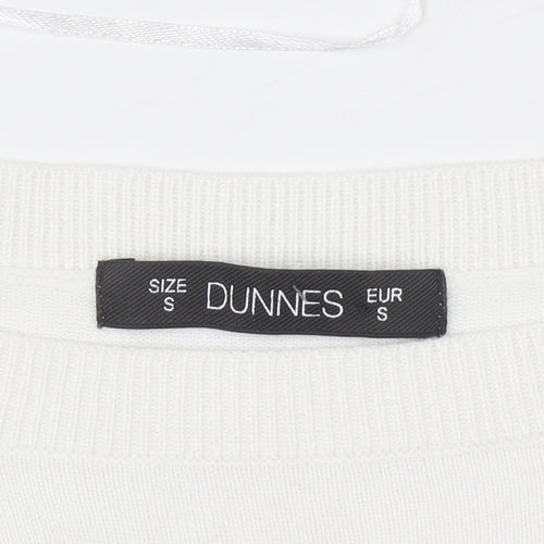 Dunnes Women's White Short Flared Sleeve Knit Jumper Size S