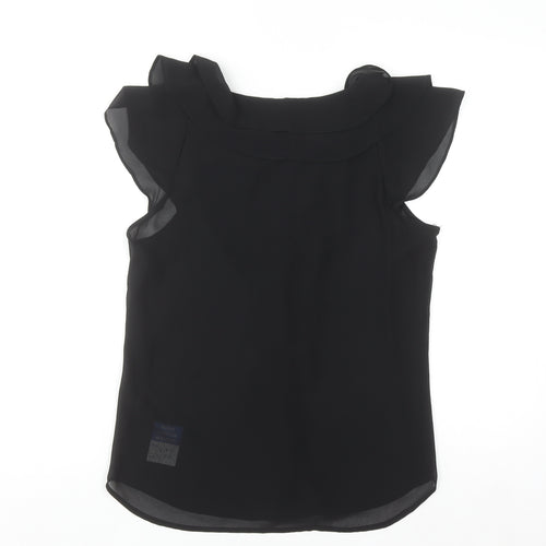 H&M Womens Black Ruffle Chiffon Sleeveless Blouse Size 10