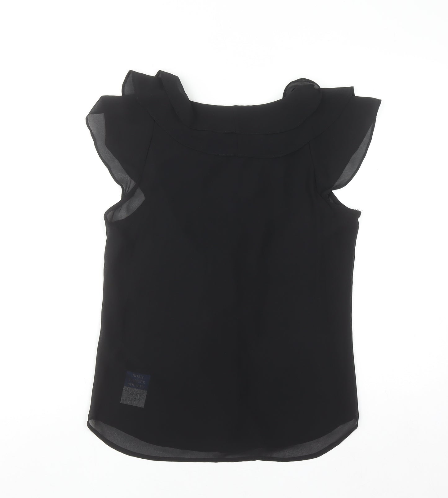 H&M Womens Black Ruffle Chiffon Sleeveless Blouse Size 10