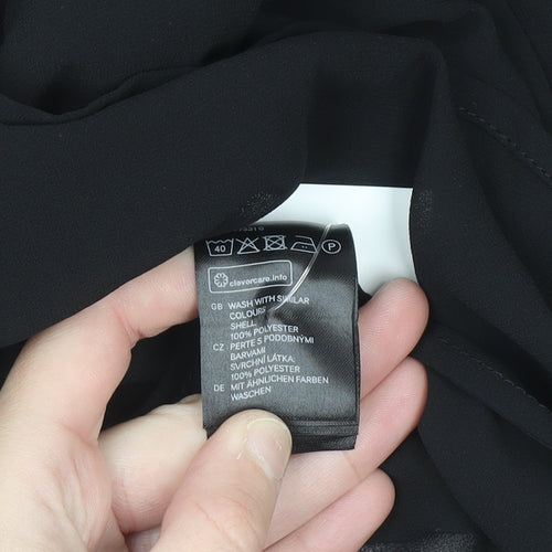 H&M Womens Black Ruffle Chiffon Sleeveless Blouse Size 10