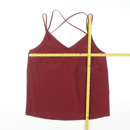 New Look Women Red Camisole Tank Top Size 12 Polyester V-Neck