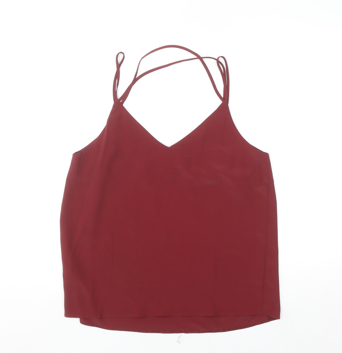 New Look Women Red Camisole Tank Top Size 12 Polyester V-Neck