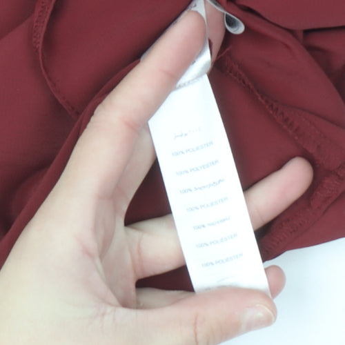 New Look Women Red Camisole Tank Top Size 12 Polyester V-Neck