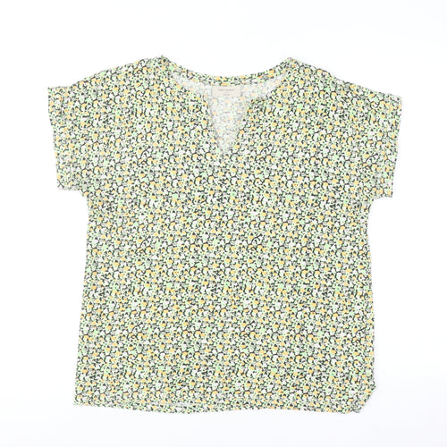 FREE/QUENT Women's Multicoloured Cotton V-Neck Short Sleeve Blouse M