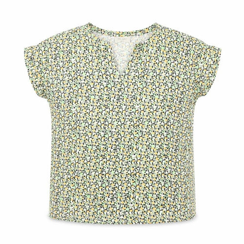 FREE/QUENT Women's Multicoloured Cotton V-Neck Short Sleeve Blouse M