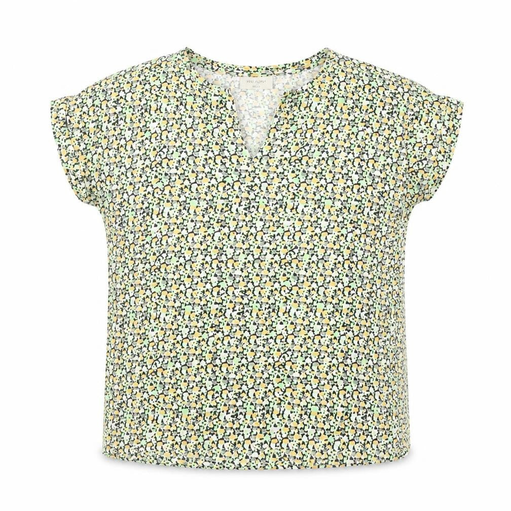 FREE/QUENT Women's Multicoloured Cotton V-Neck Short Sleeve Blouse M