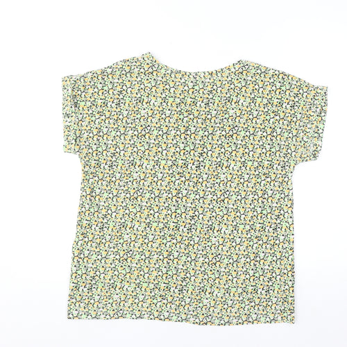 FREE/QUENT Women's Multicoloured Cotton V-Neck Short Sleeve Blouse M