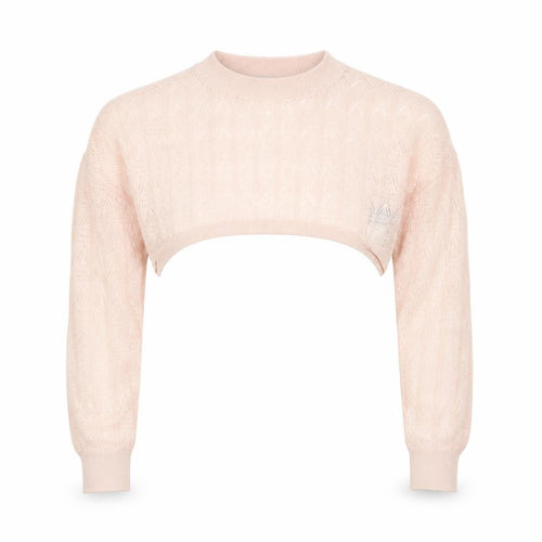 ZARA Women Pink Cropped Knit Blouse Size M Lightweight Viscose