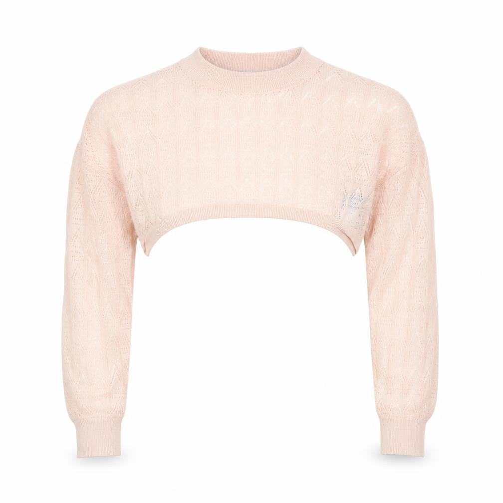 ZARA Women Pink Cropped Knit Blouse Size M Lightweight Viscose