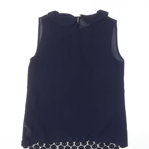 Savida Women’s Navy Blue Beaded Lace Sleeveless Blouse UK 10