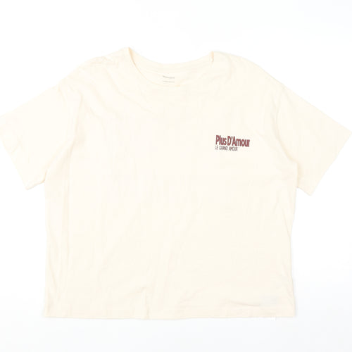 Dunnes Stores Men Ivory Graphic Oversized Cotton T-Shirt M