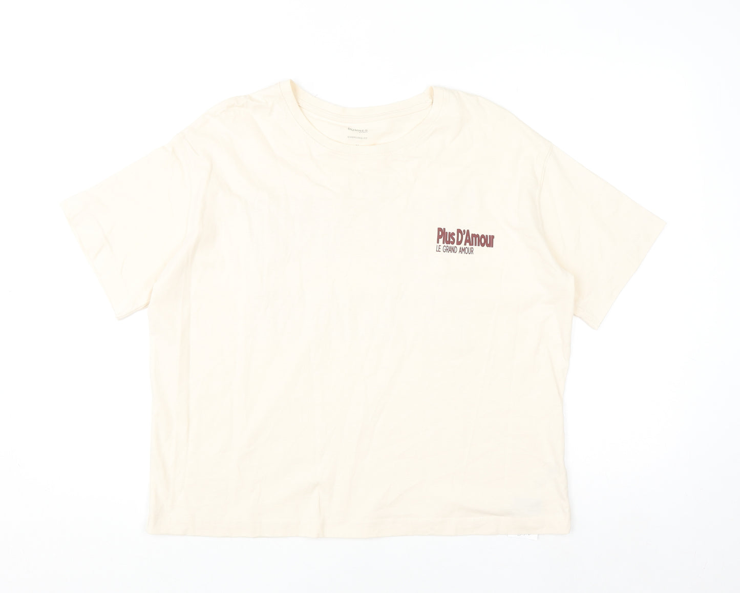 Dunnes Stores Men Ivory Graphic Oversized Cotton T-Shirt M