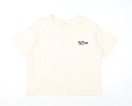 Dunnes Stores Men Ivory Graphic Oversized Cotton T-Shirt M