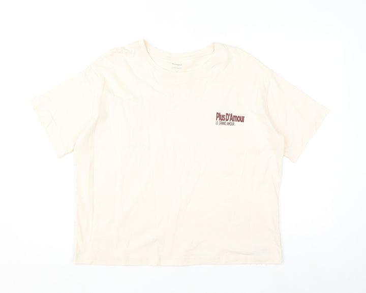 Dunnes Stores Men Ivory Graphic Oversized Cotton T-Shirt M