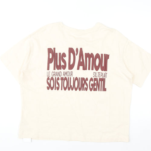Dunnes Stores Men Ivory Graphic Oversized Cotton T-Shirt M