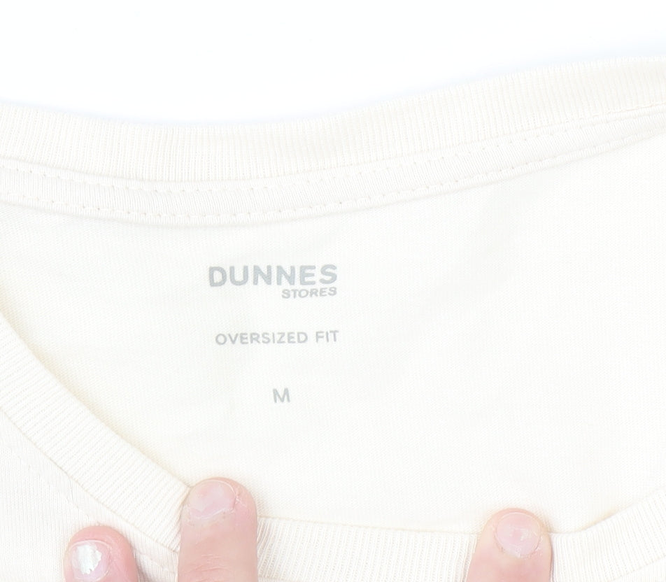 Dunnes Stores Men Ivory Graphic Oversized Cotton T-Shirt M