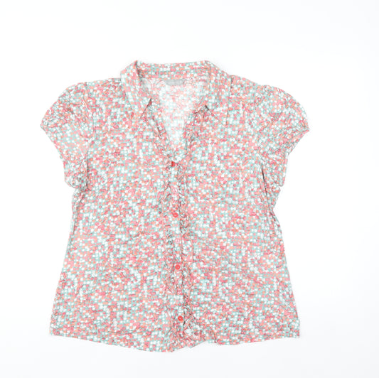Marks and Spencer Per Una Women's Multicoloured Short Sleeve Ruffle Blouse Size 18
