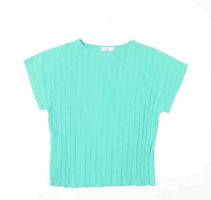 Gallery Women’s Green Short Sleeve Polyester Blouse Size S