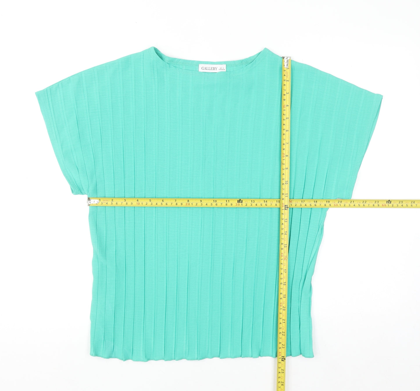 Gallery Women’s Green Short Sleeve Polyester Blouse Size S