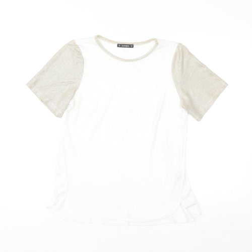 Dunnes Women's Beige Short Sleeve Basic Crew Neck T-Shirt Size 10