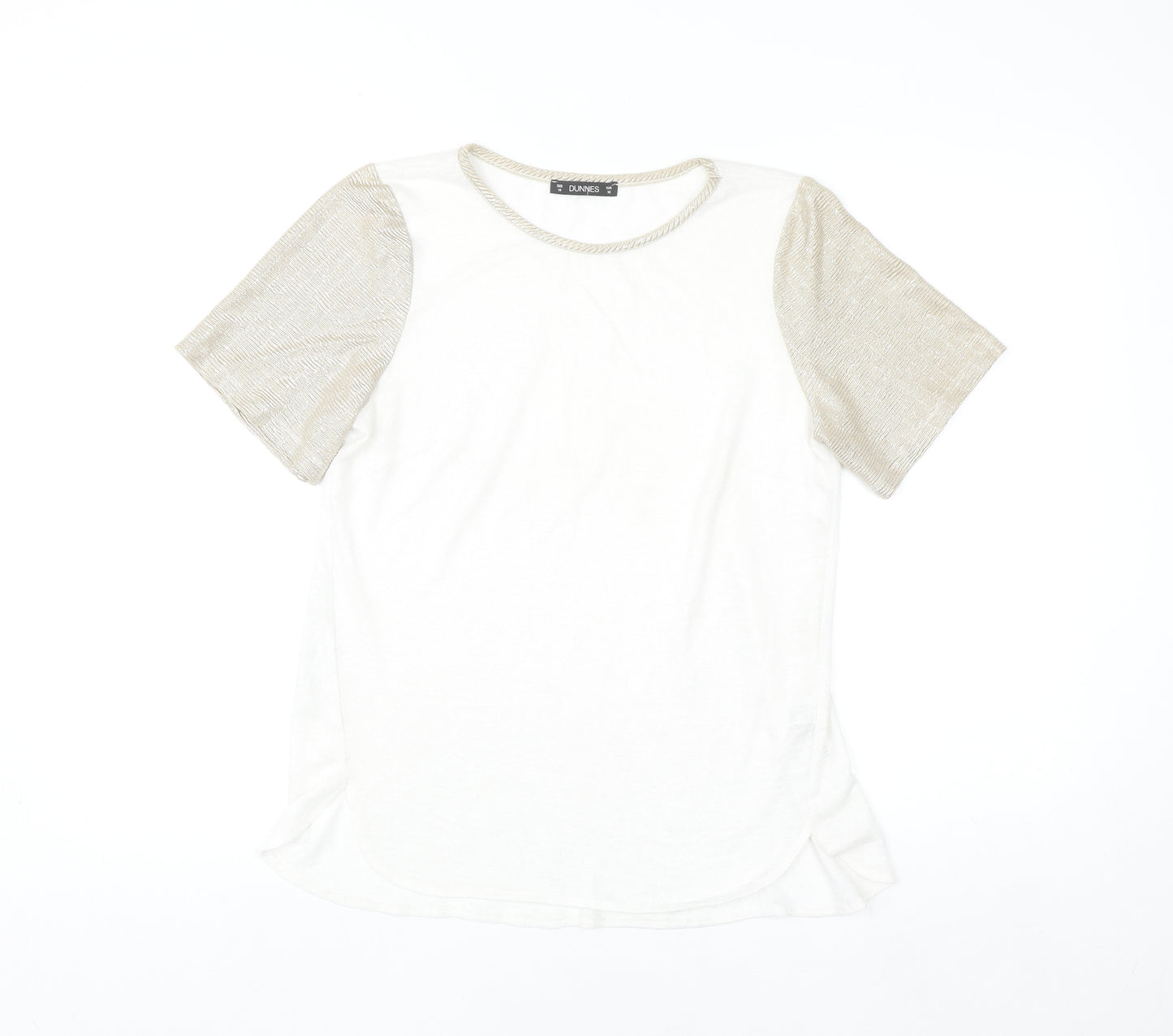 Dunnes Women's Beige Short Sleeve Basic Crew Neck T-Shirt Size 10