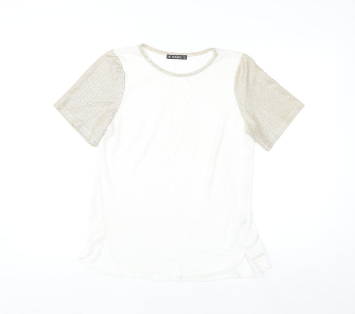 Dunnes Women's Beige Short Sleeve Basic Crew Neck T-Shirt Size 10